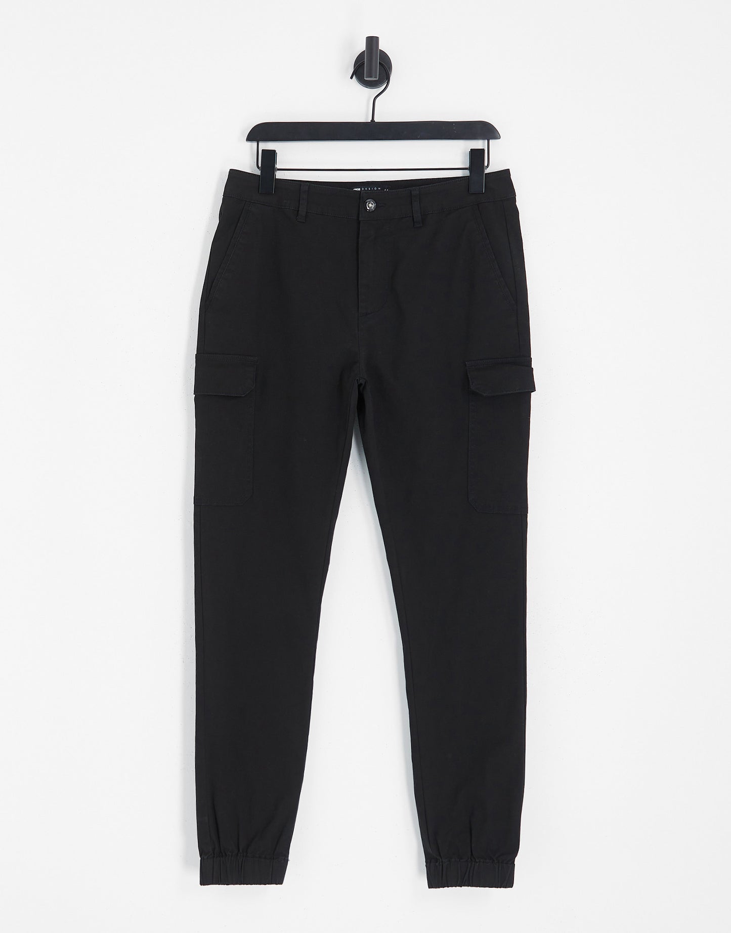 ASOS DESIGN skinny cuffed cargo trousers in black