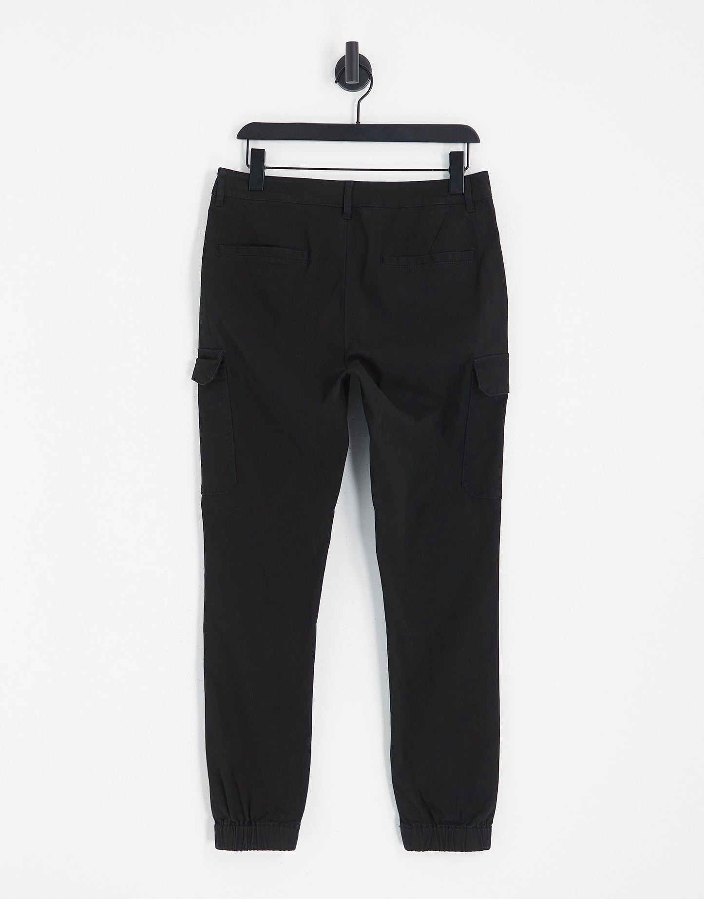 ASOS DESIGN skinny cuffed cargo trousers in black