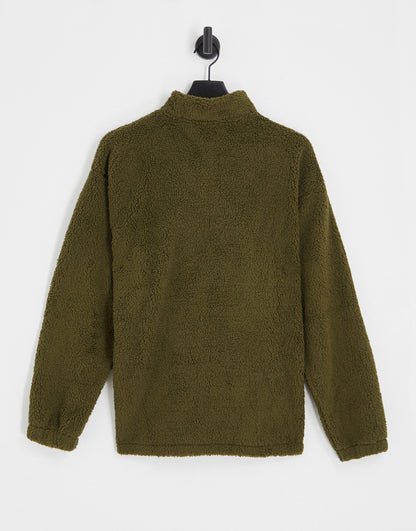 Puma classics borg half zip sweat in deep olive - exclusive to ASOS