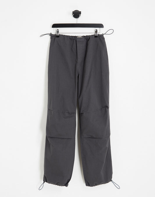 Stradivarius STR oversized parachute pant in charcoal