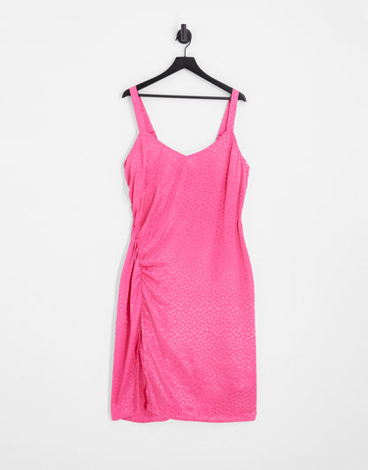 Simply Be ruched side slip dress in pink