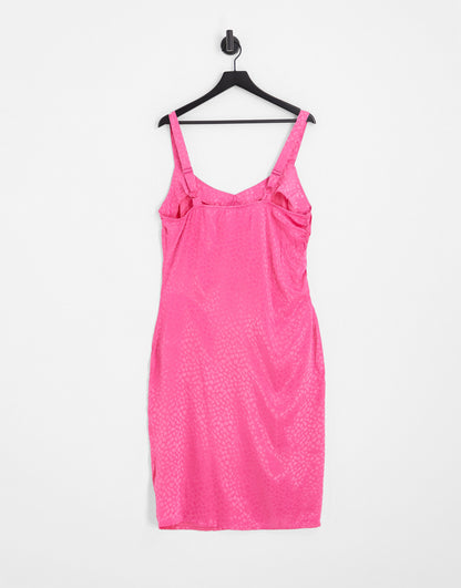 Simply Be ruched side slip dress in pink