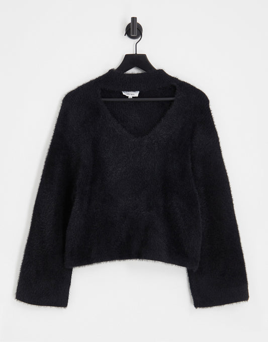 & Other Stories cut out boucle jumper in black