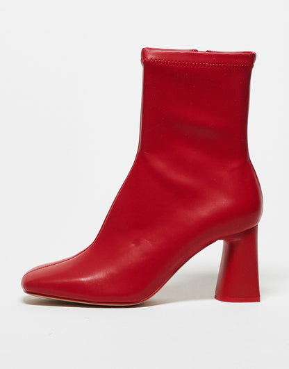 Stradivarius mid heel sock boot in red