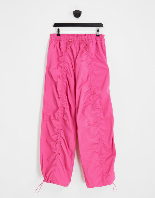 ASOS DESIGN ruched front cargo trouser in pink