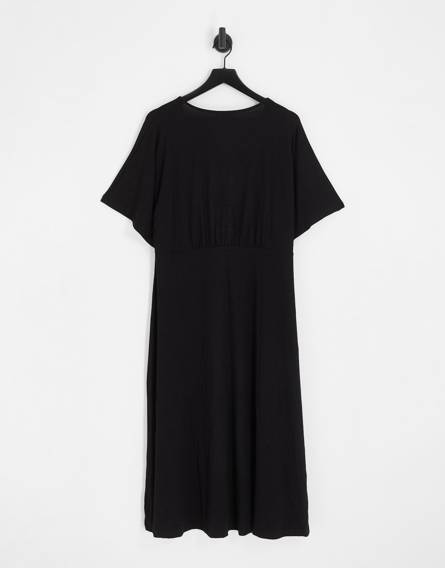 ASOS DESIGN Curve flutter sleeve midi tea dress with buttons in black