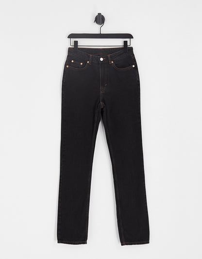 Weekday City high waist slim leg jeans in Black Ink