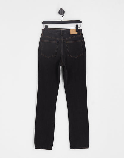 Weekday City high waist slim leg jeans in Black Ink