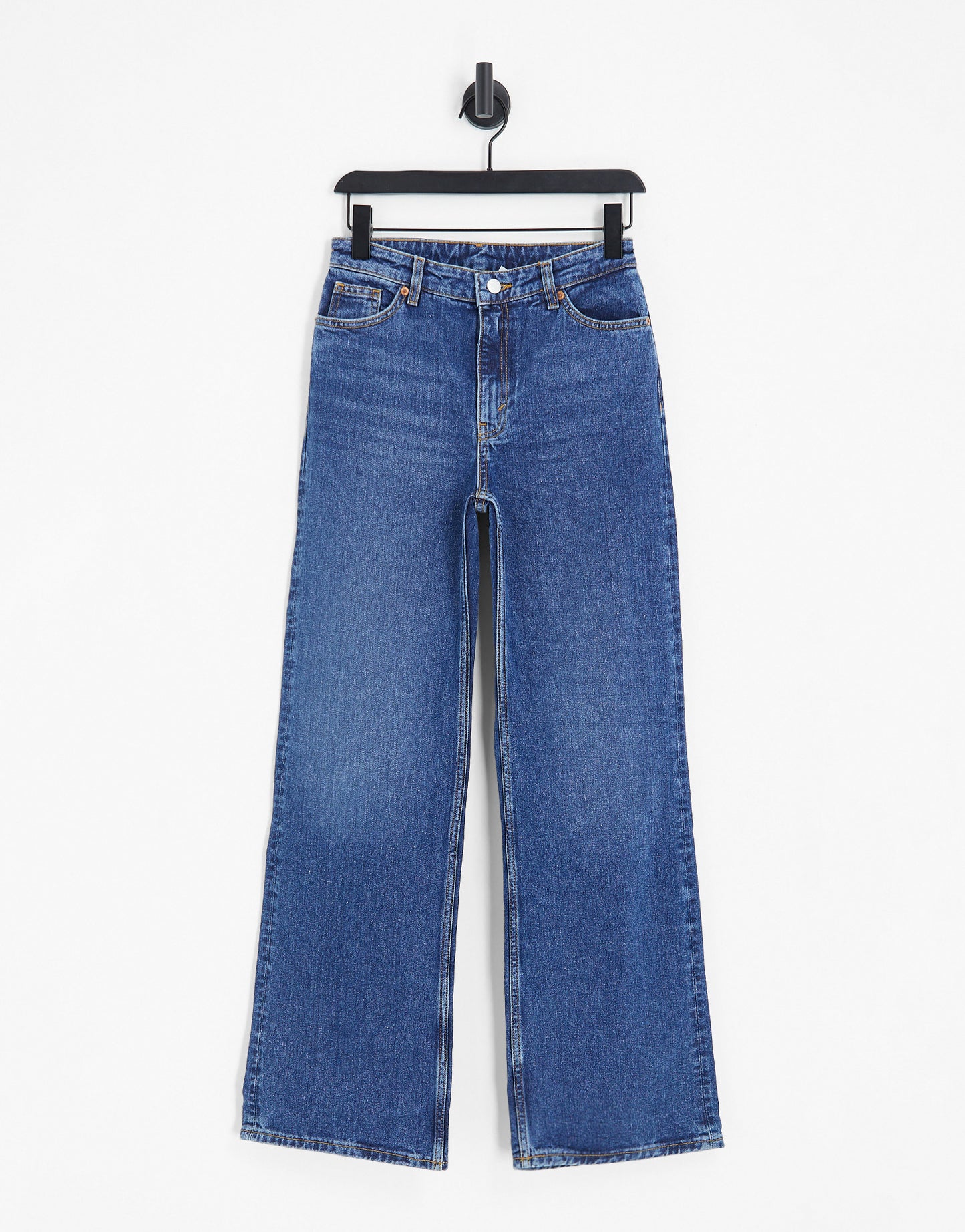 Monki Yoko wide leg jeans in mid blue