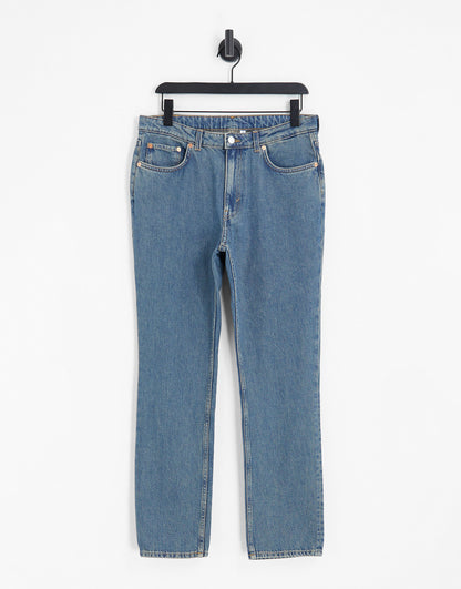 Weekday City high waist slim leg jeans in Lapis Blue