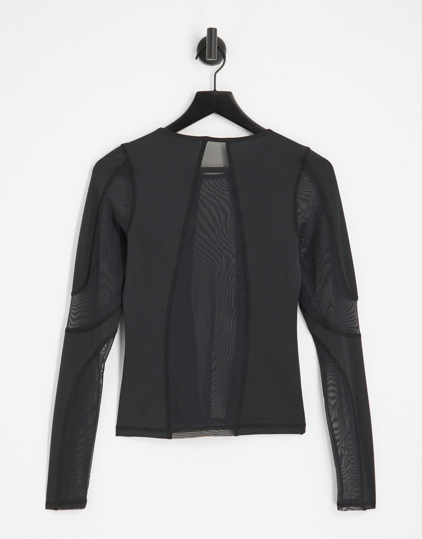 Weekday Astrid long sleeve top with cut out mesh panels in black