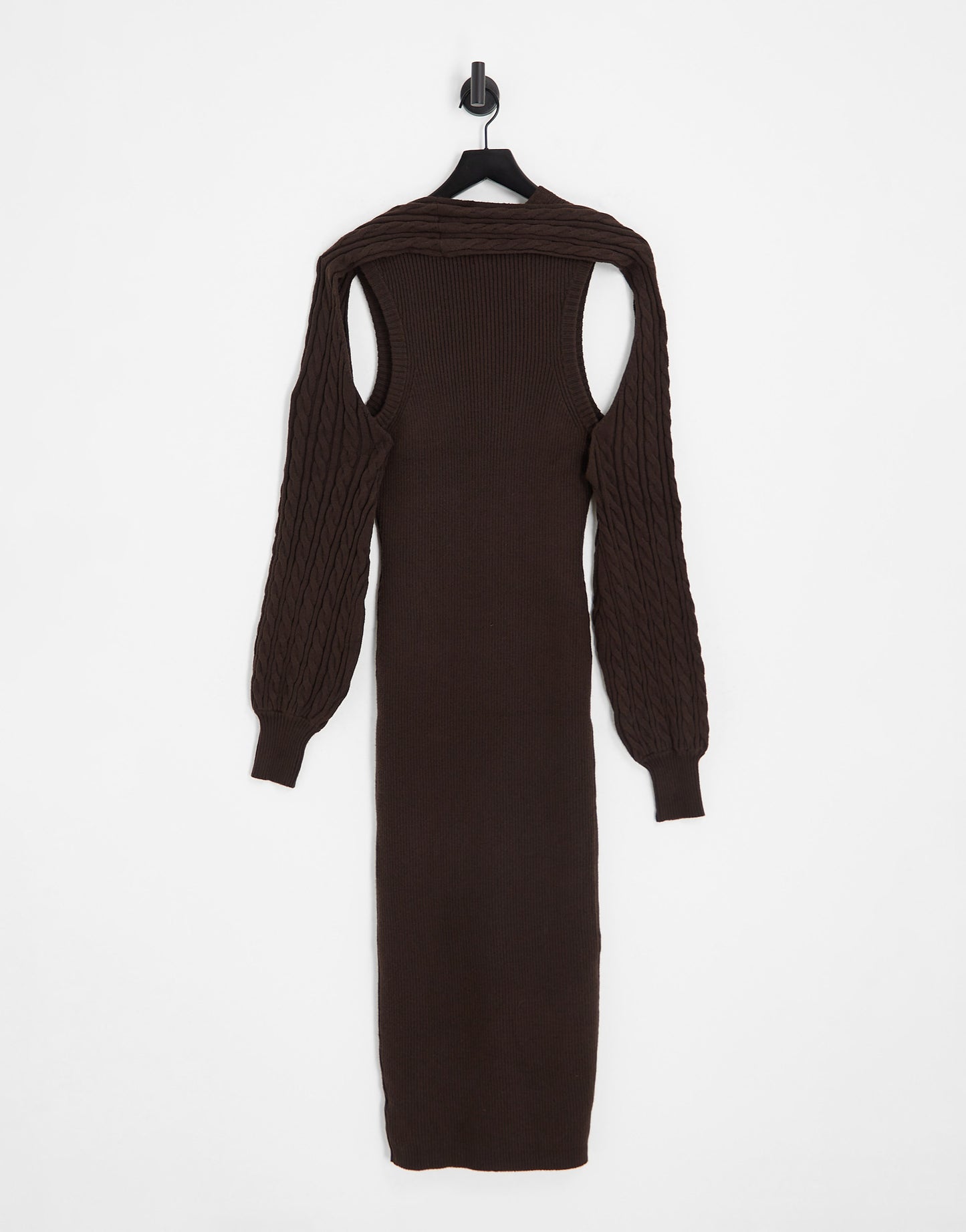 River Island Tall knitted bodycon midi dress in dark brown