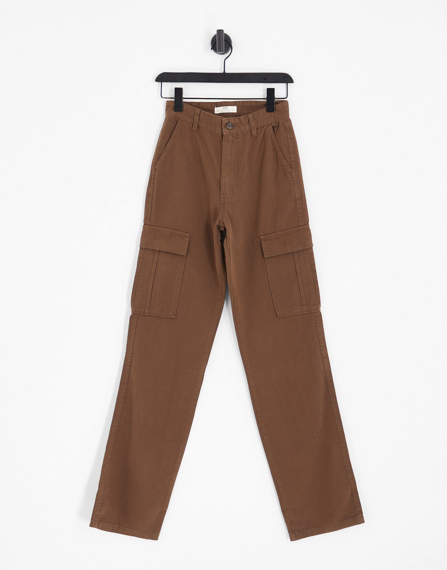 Stradivarius Tall straight leg cargo trouser in washed brown