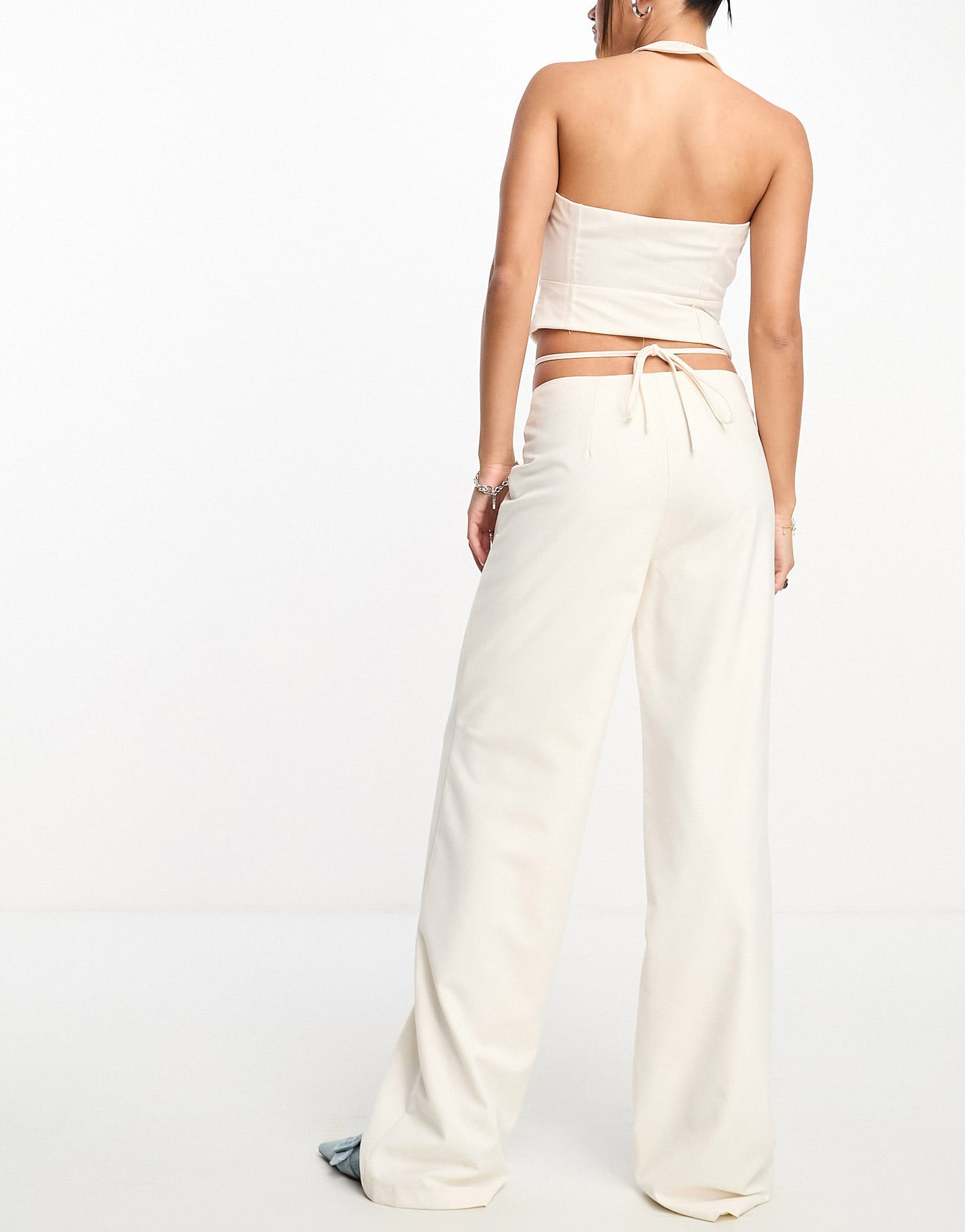 Kyo The Brand strappy waist detail trouser co-ord in white