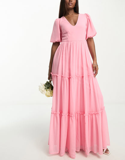 Anaya Bridesmaid tie back maxi dress in candy pink