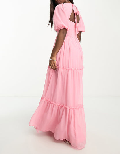 Anaya Bridesmaid tie back maxi dress in candy pink