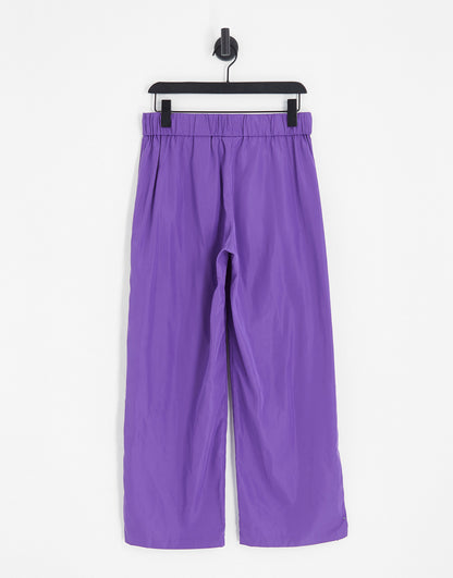 Monki wide leg drawstring trousers in purple