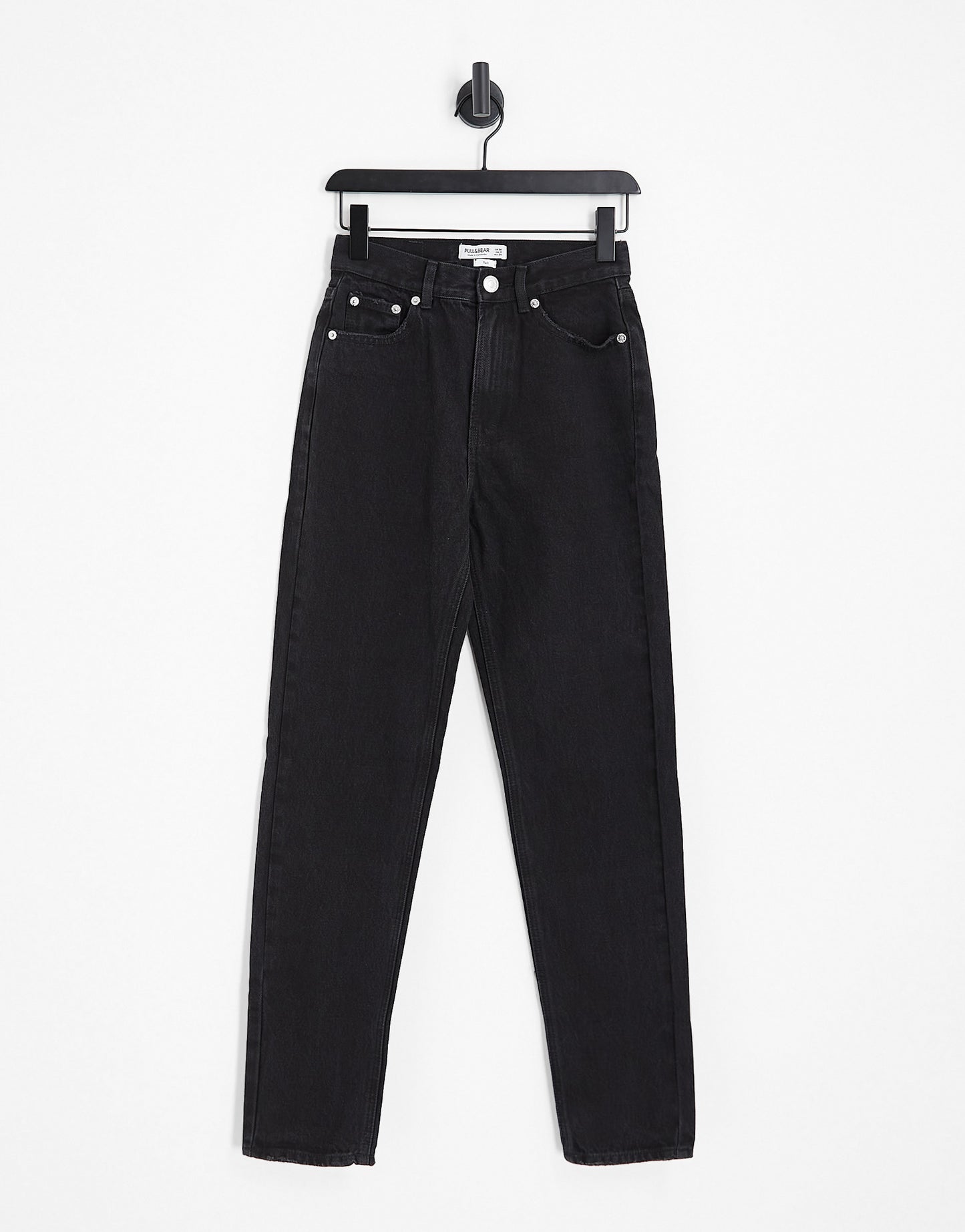 Pull&Bear Tall high waisted mom jean in black