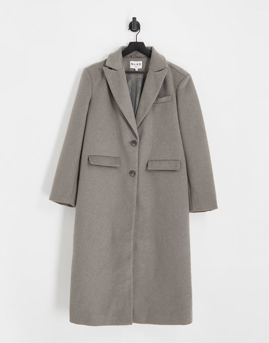 NA-KD oversize single breasted coat in grey