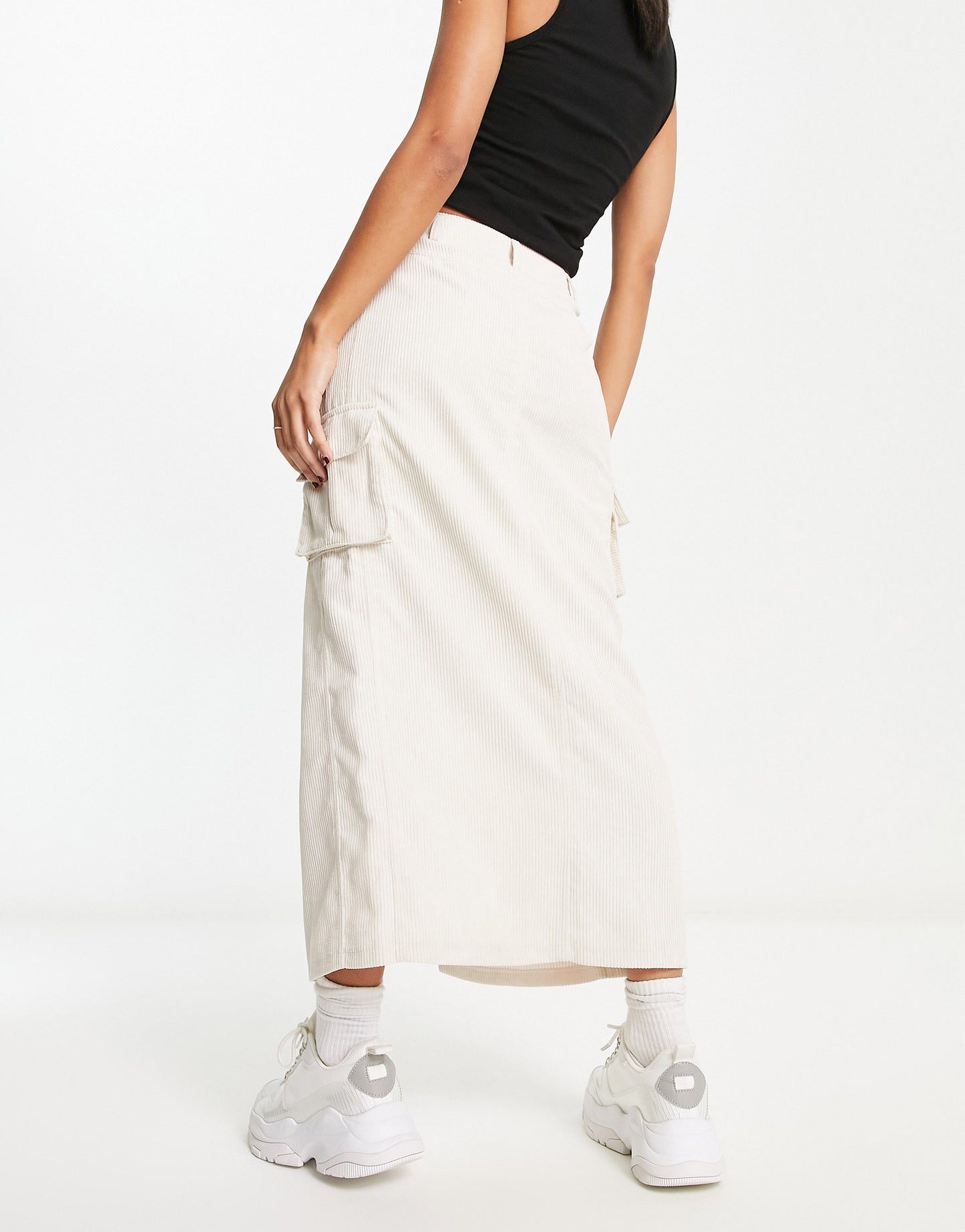 Daisy Street maxi utility skirt in stone corduroy