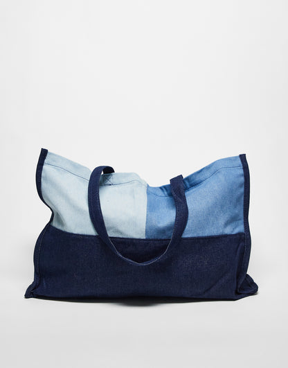 Daisy Street patchwork denim tote bag