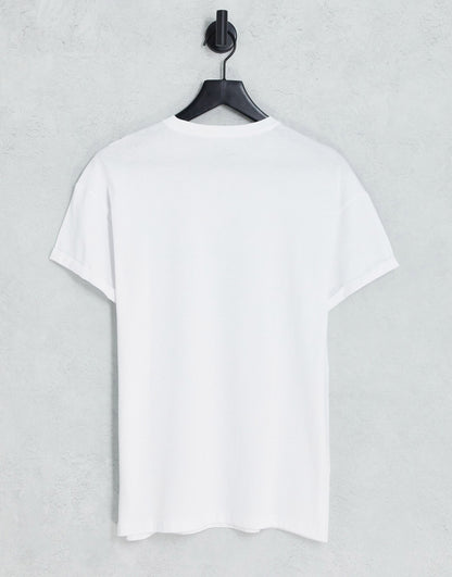 New Look roll sleeve t-shirt in white