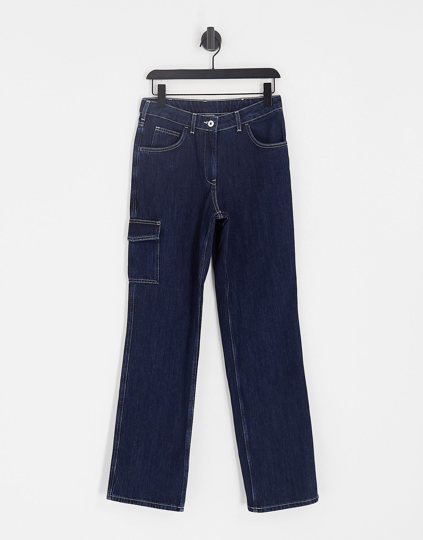 COLLUSION mid rise straight cargo jeans co-ord in indigo - MBLUE