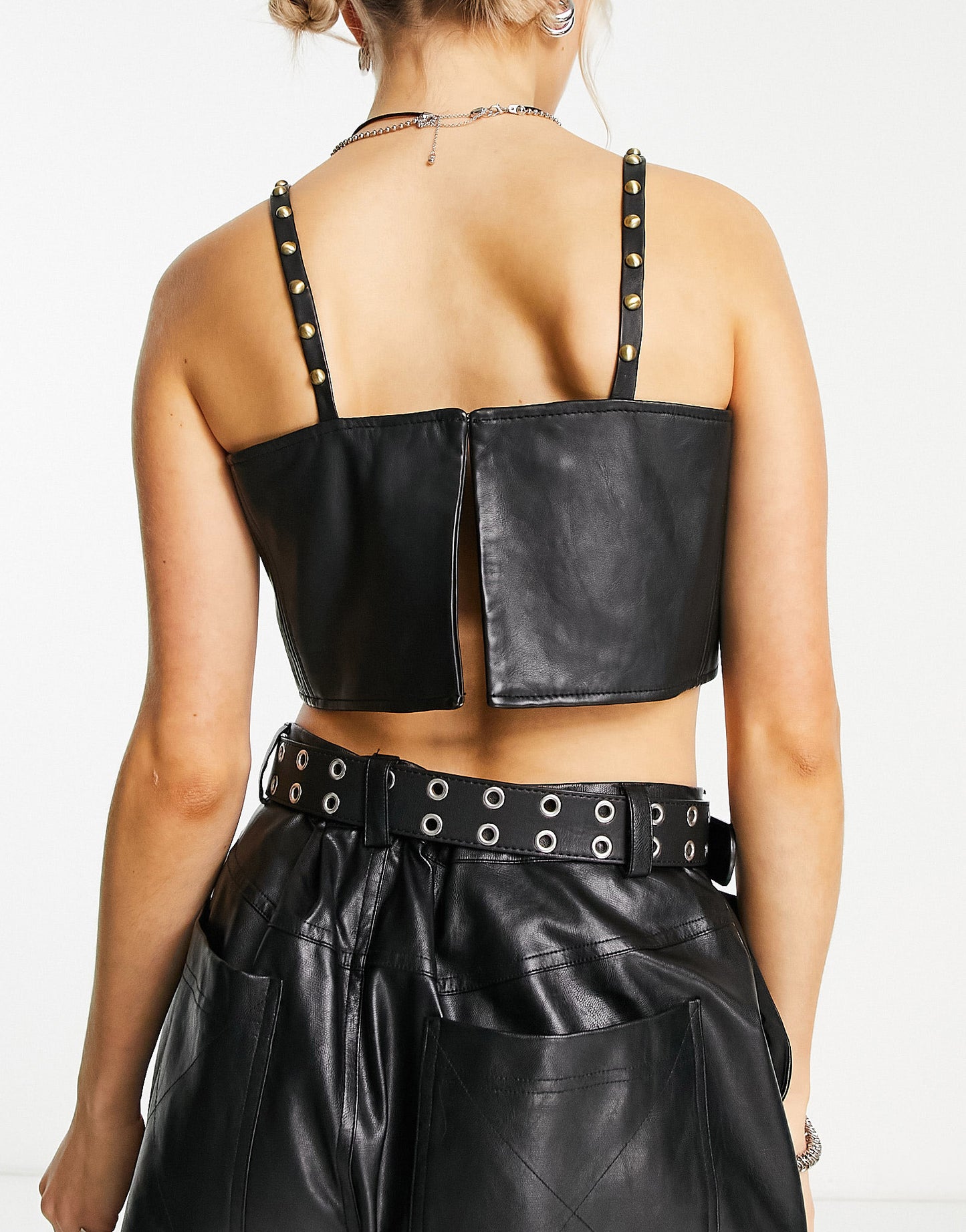 Urbancode real leather boxi cami in black