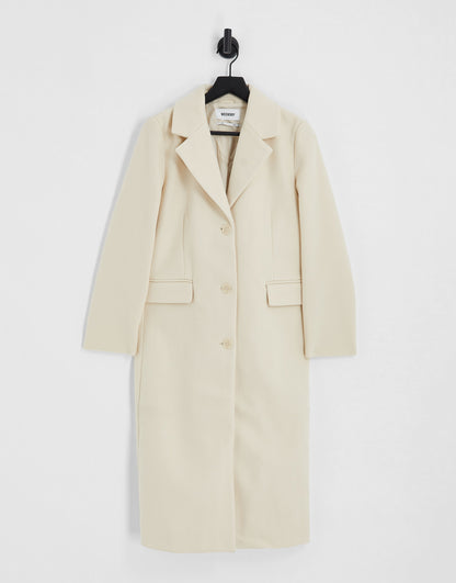 Weekday Daphne oversized formal coat in Cream