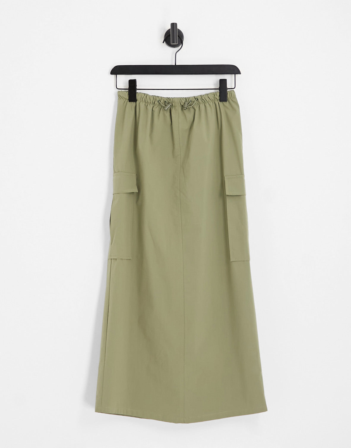 Pull&Bear parachute cargo midaxi skirt in khaki with toggle detail