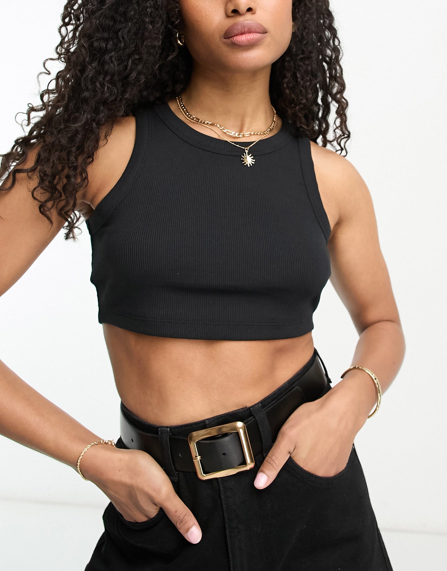 ASOS DESIGN super crop top in rib in black