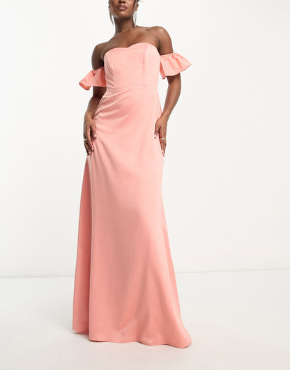 Maya Bridesmaid bardot maxi dress in terracotta pink