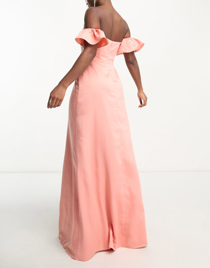 Maya Bridesmaid bardot maxi dress in terracotta pink