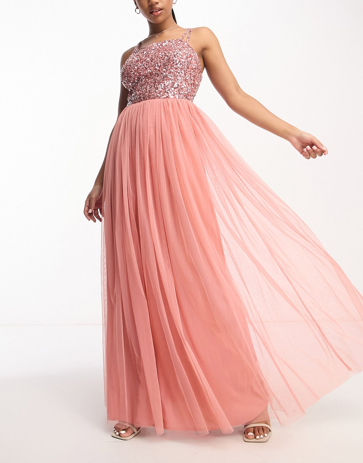 Maya cross back delicate sequin maxi dress in pink