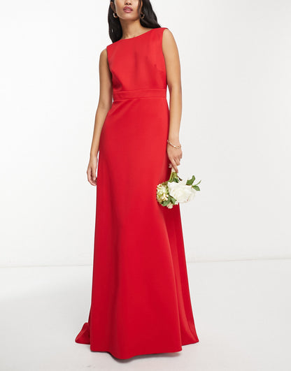 TFNC bow back maxi dress in red