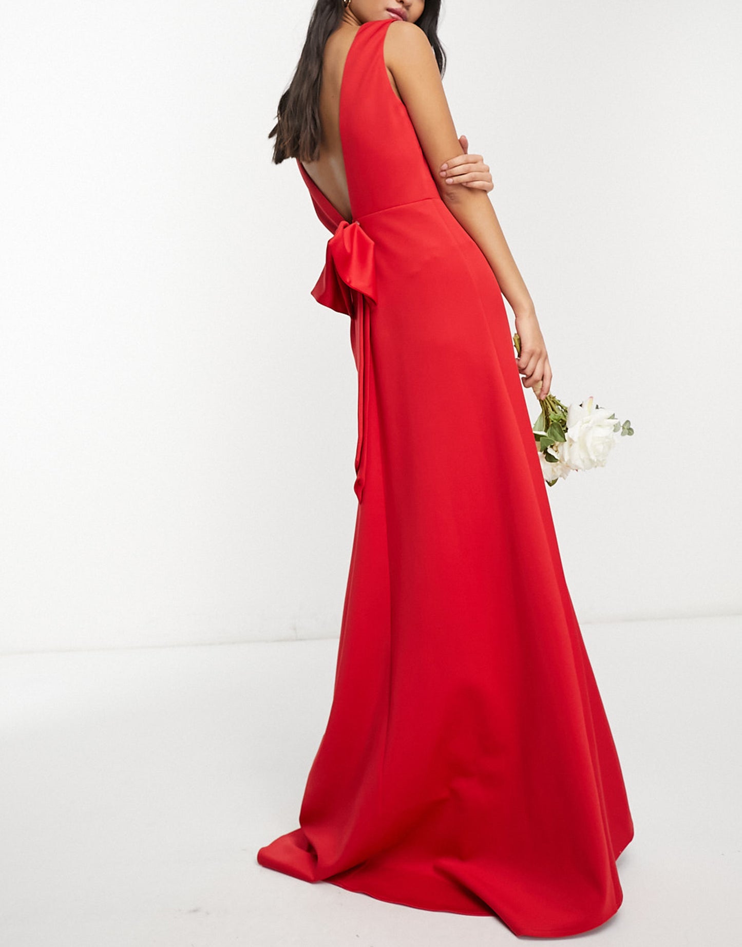 TFNC bow back maxi dress in red