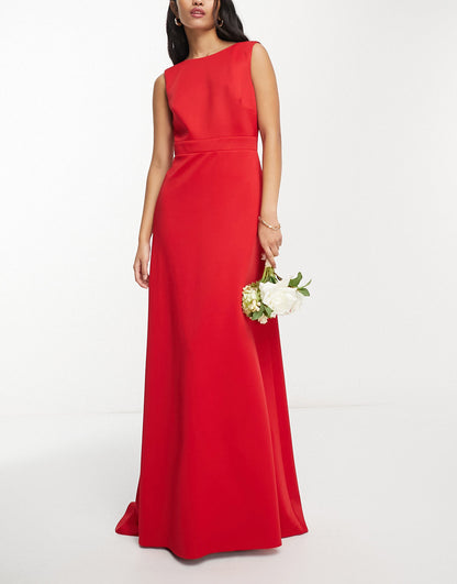 TFNC bow back maxi dress in red