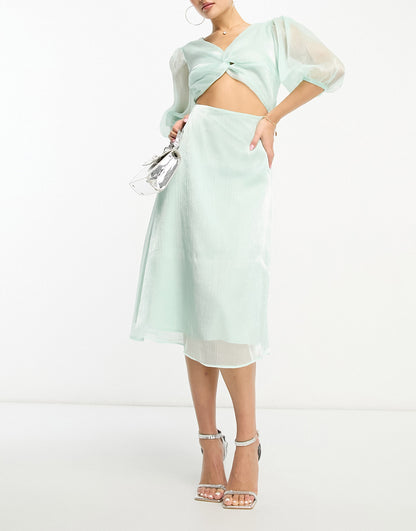 Collective the Label twist front midi dress in sage green