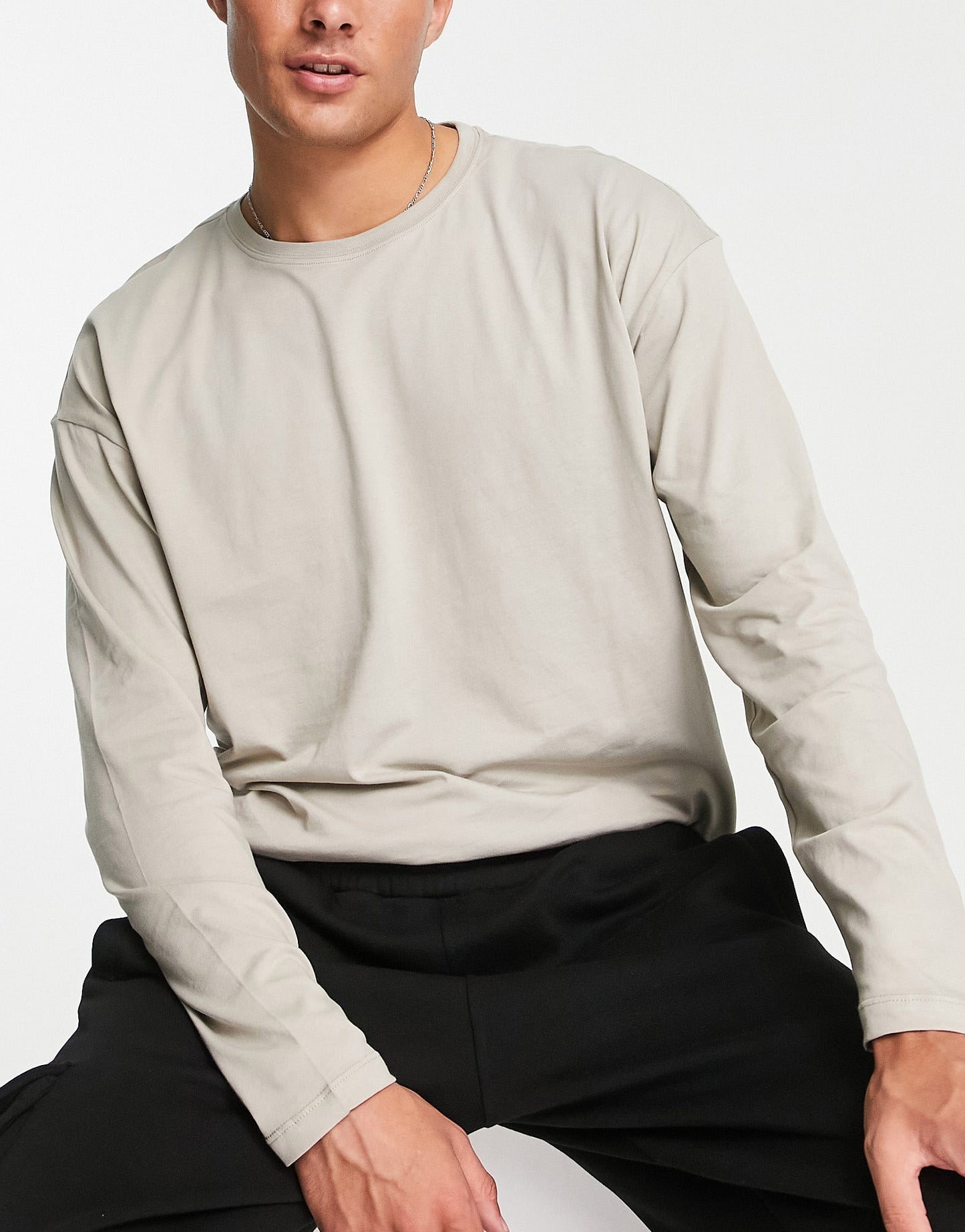 New Look long sleeve t-shirt in stone