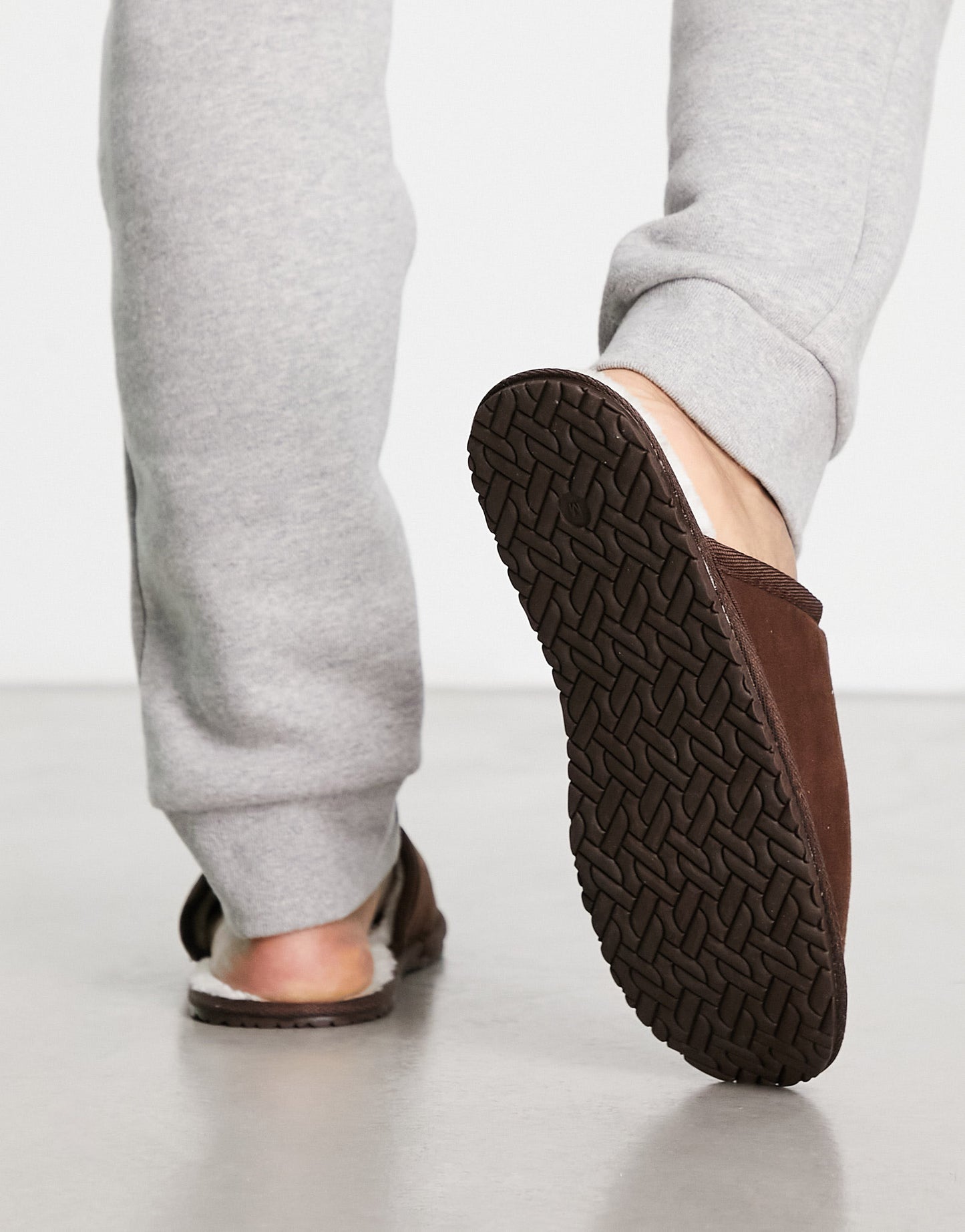 New Look faux fur slip on mule slippers in dark brown