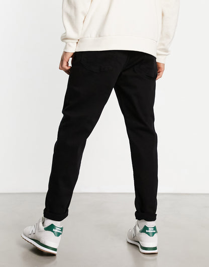 New Look straight fit carpenters trousers in black