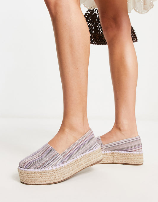 ASOS DESIGN Journal flatform toe cap espadrille in purple mix