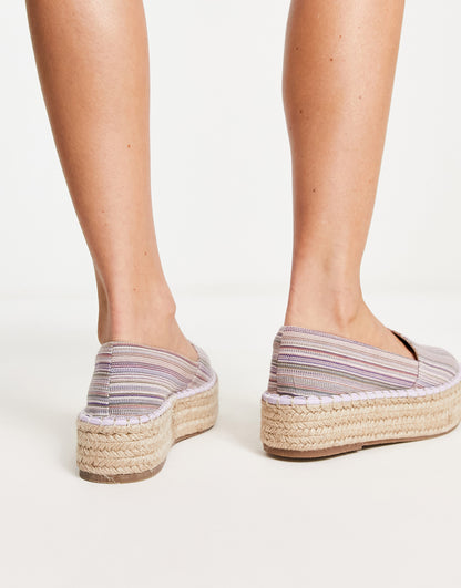 ASOS DESIGN Journal flatform toe cap espadrille in purple mix