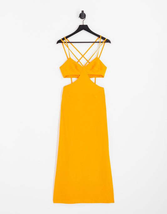 ASOS DESIGN Tall washed multi strap cut out midi dress in orange