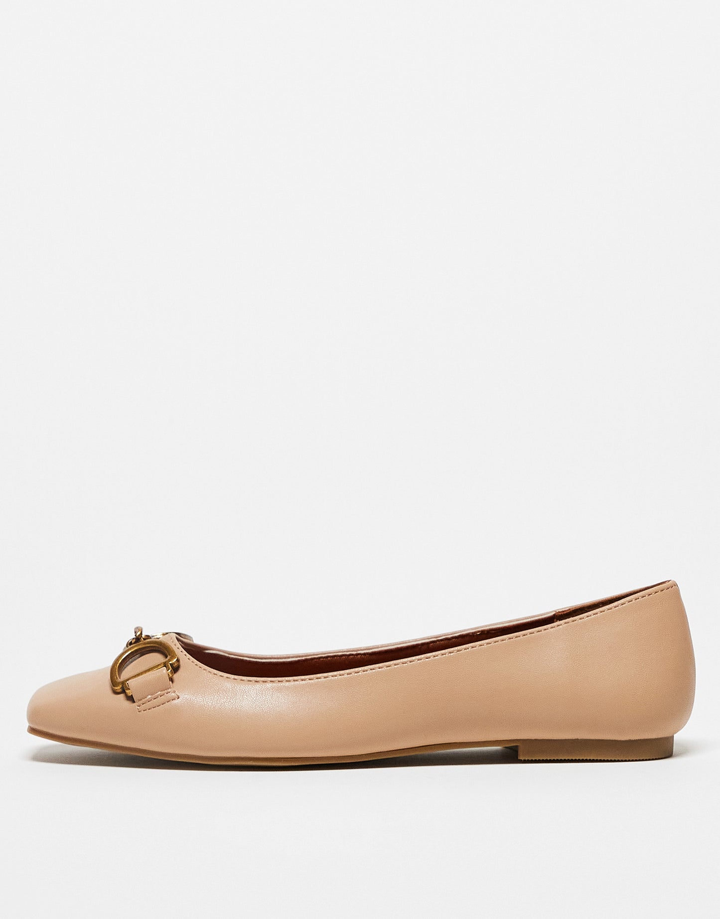 ASOS DESIGN Leighton square toe ballet flats in beige