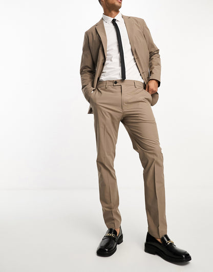 Selected Homme slim fit commuter suit trouser in light brown