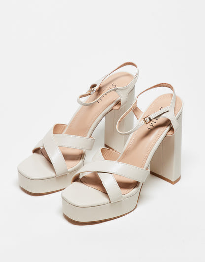 Simmi London Lemonade platform heeled sandals in bone