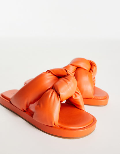 Simmi London Vetta padded sliders in orange pu