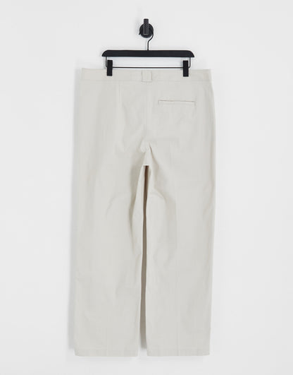 ASOS DESIGN Curve relaxed boyfriend trouser in stone