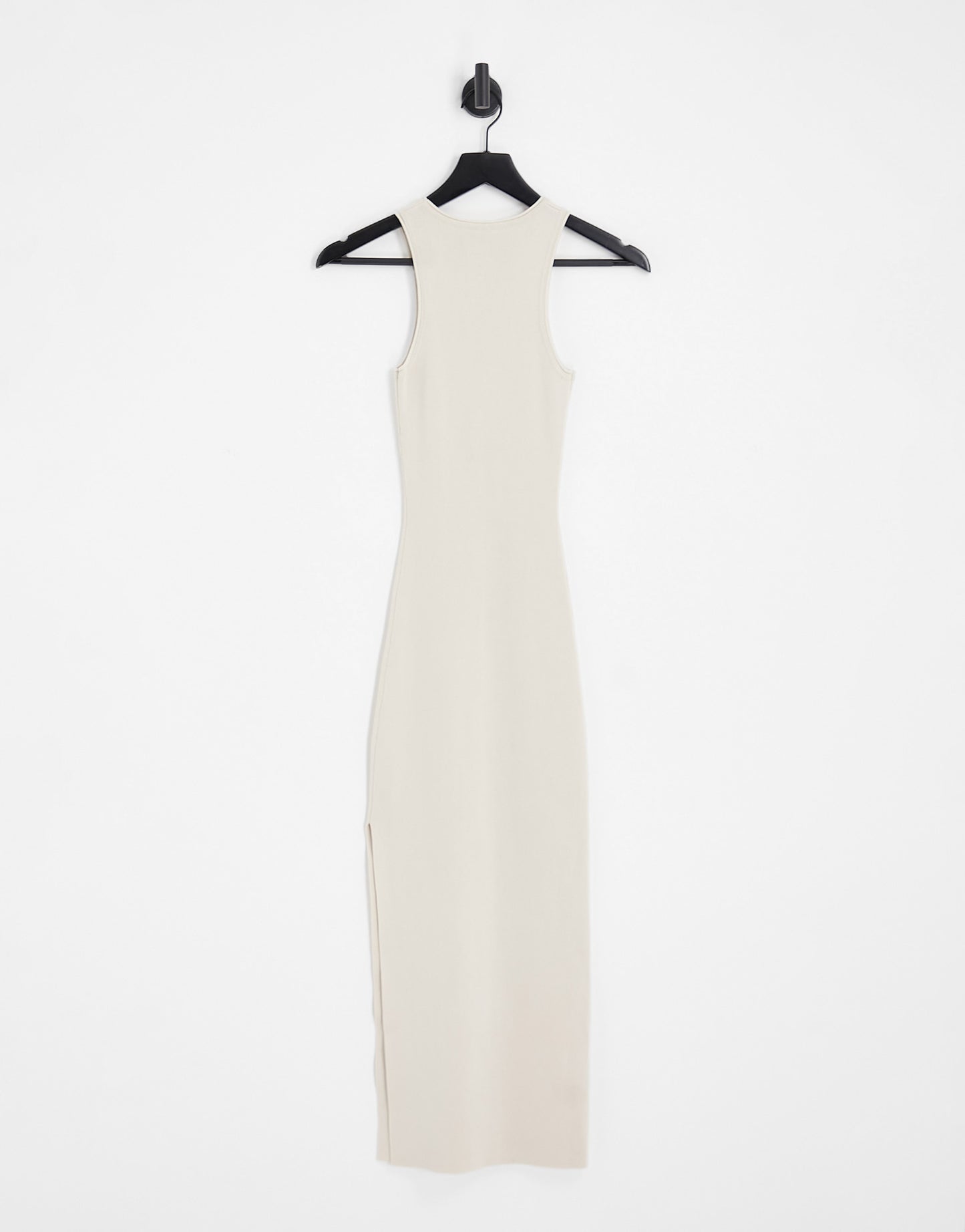 ASOS DESIGN knitted racer midi dress in stone